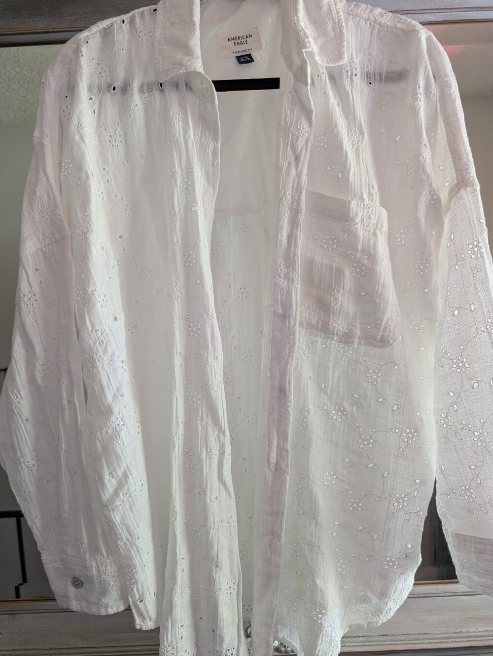 American Eagle White Oversized Fit Top